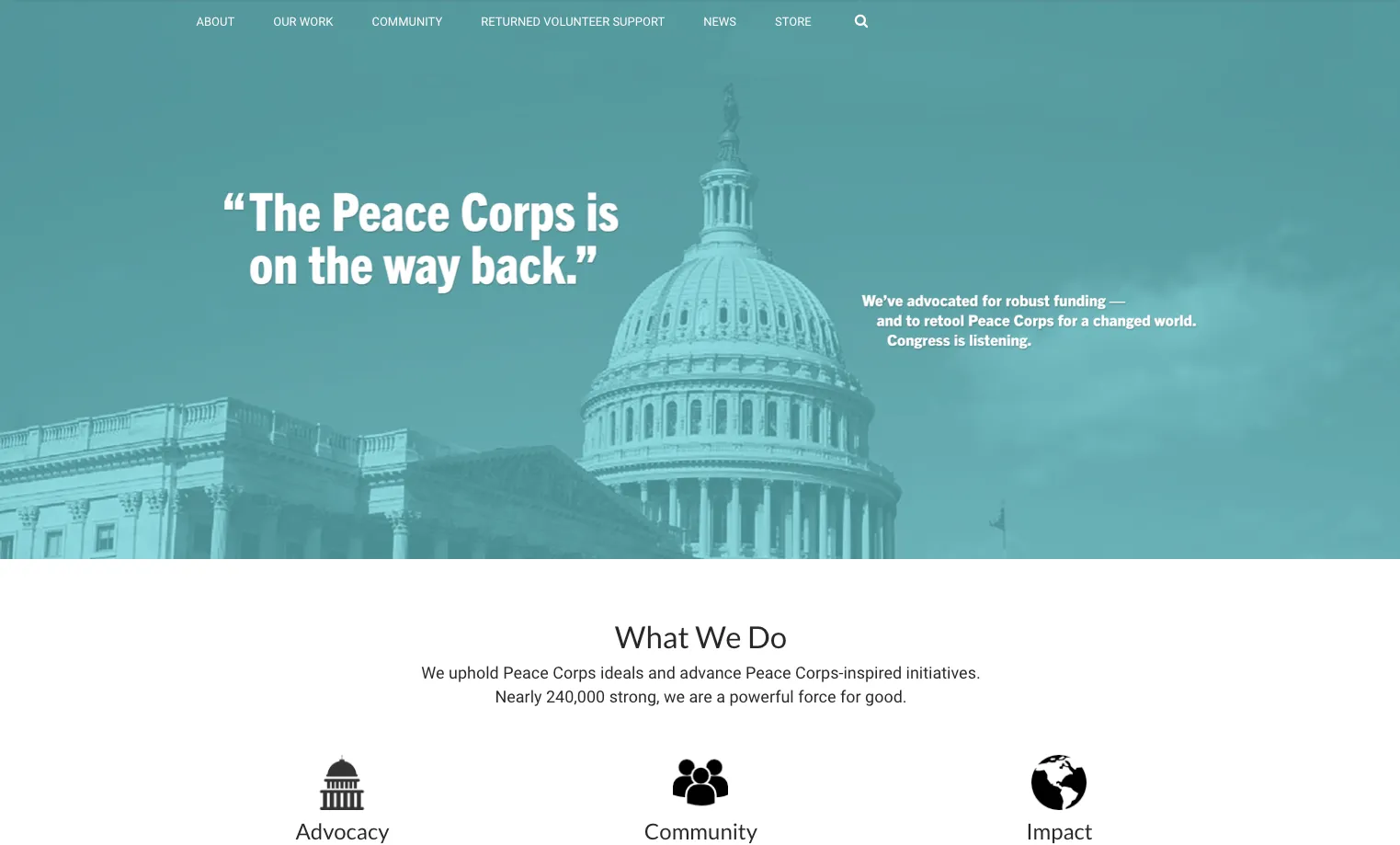 The Peace Corps is on the way back.