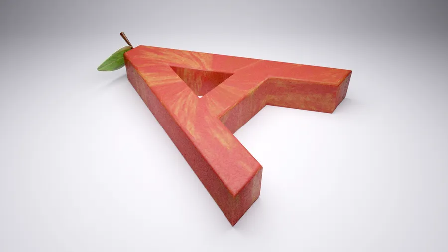 Letter a with an apple texture
