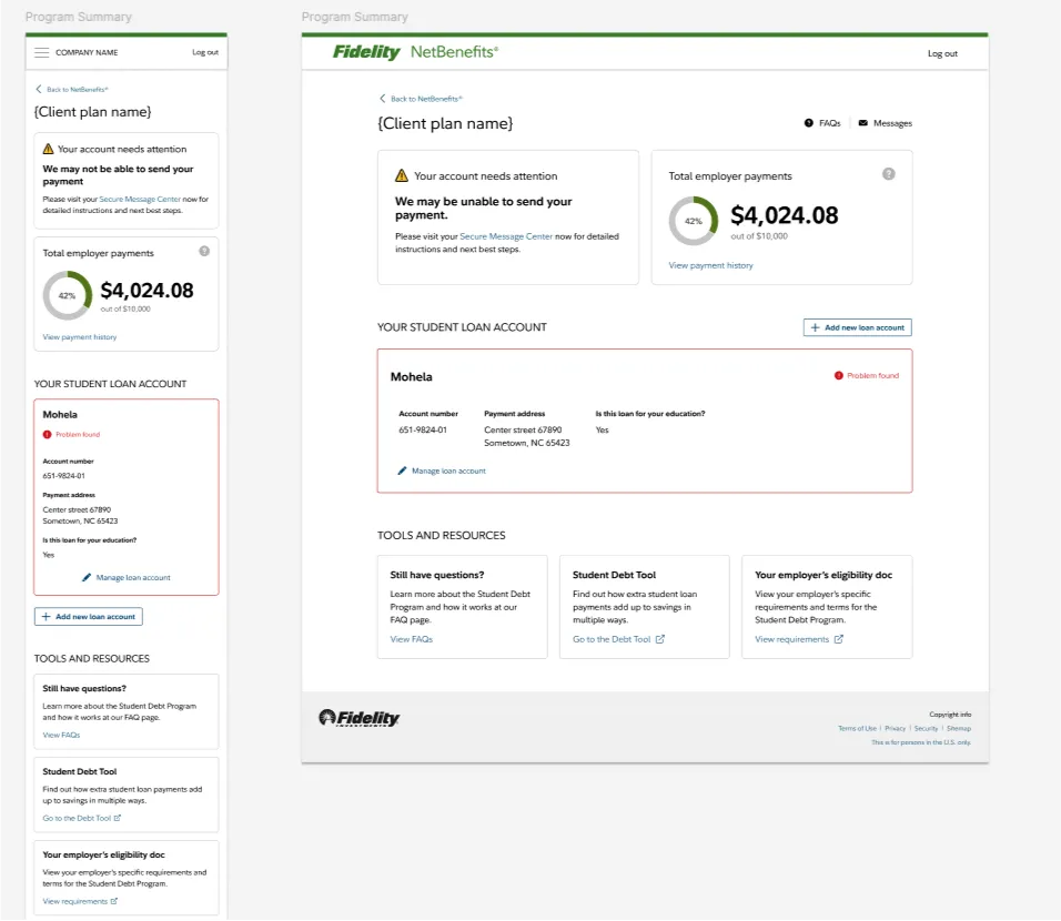 Redesigned dashboard with separate edit and add loan actions
