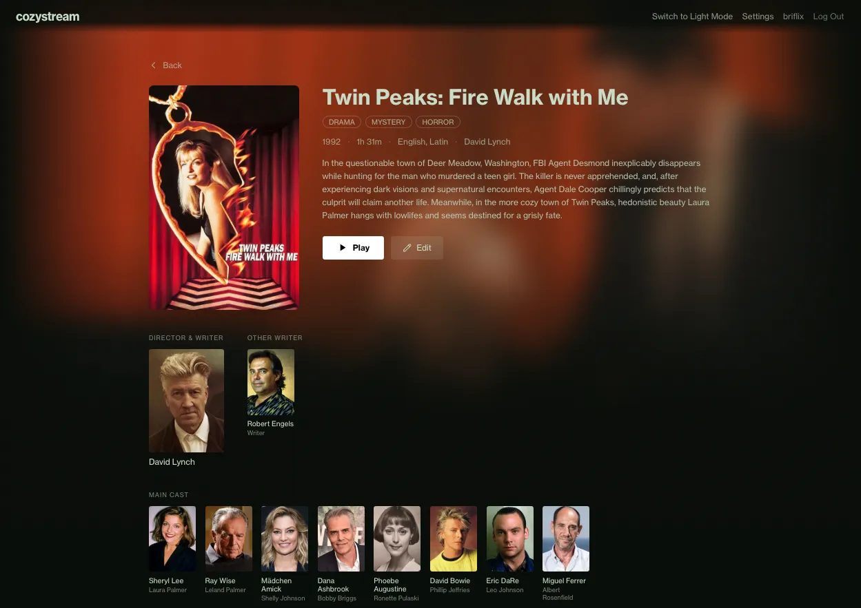 Cozystream detail page with full-bleed backdrop image layout