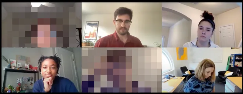 Screenshot of interview over zoom