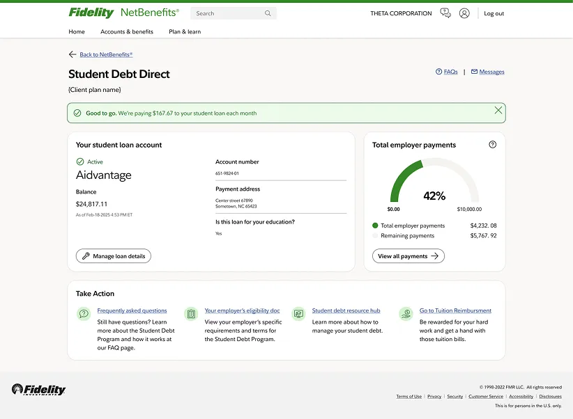 screenshot of new post-enrollment dashboard