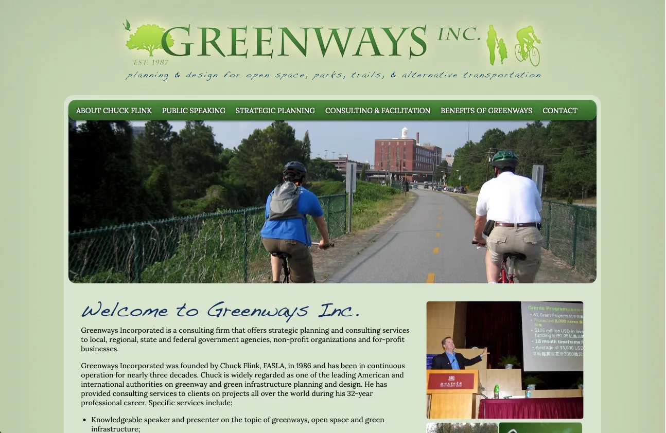 Screenshot of Greenways.com before the redesign