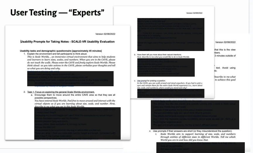 Usability study observations