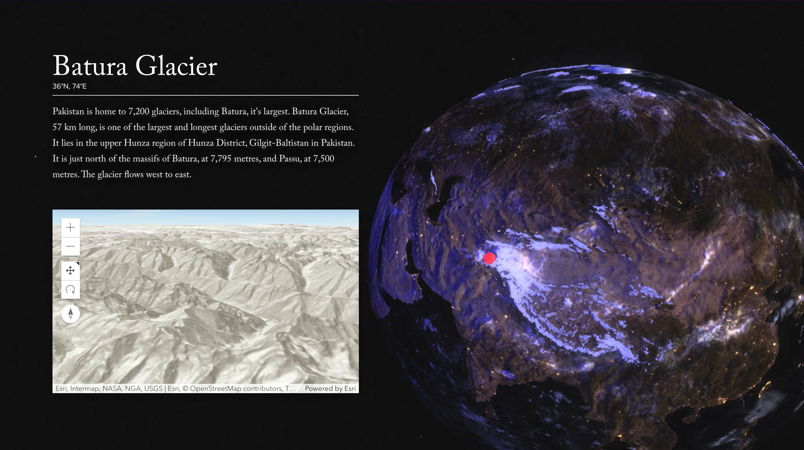 Glacier data visualization detail view