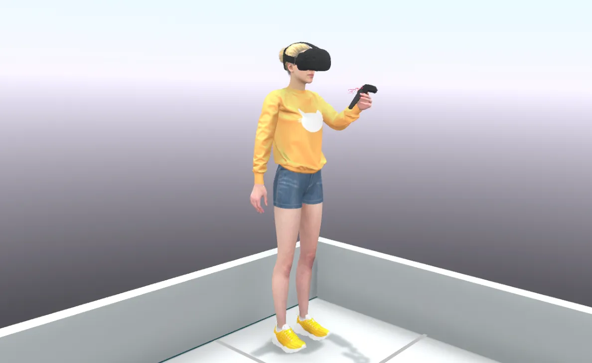 image of HMD with 3d model representing the user
